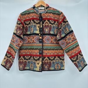 Flashback Vintage Tapestry Button Up Jacket Grannycore Floral Artsy Boho Medium